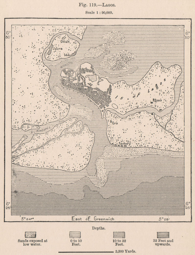 Lagos. Nigeria. Upper Guinea 1885 old antique vintage map plan chart